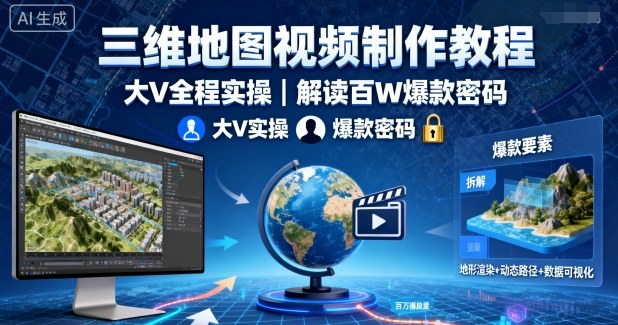 三维地图视频制作教程,大V全程实操,解读百W爆款密码-创客之家