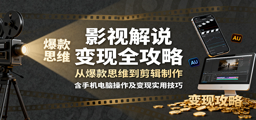 影视解说变现全攻略:从爆款思维到剪辑制作,含手机电脑操作及变现实用技巧-创客之家