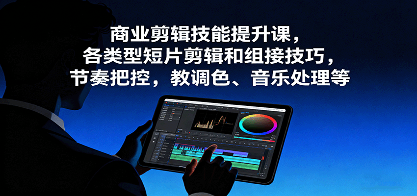 商业剪辑技能提升课,各类型短片剪辑和组接技巧,节奏把控,教调色、音乐处理等-创客之家