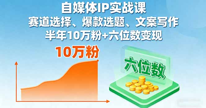 自媒体IP实战课,赛道选择、爆款选题、文案写作,半年10万粉+六位数变现-创客之家