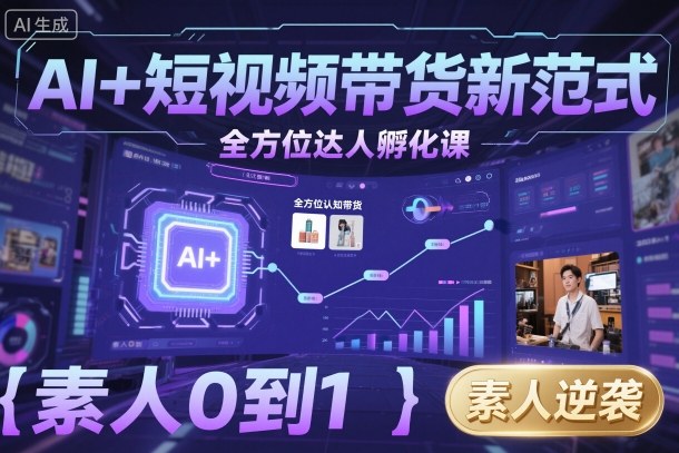 AI+短视频带货新范式全方位达人孵化课,素人也可以从0到1,全方位认知短视频带货-创客之家