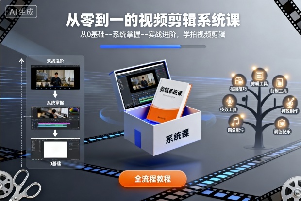 从零到一的视频剪辑系统课,从0基础–系统掌握–实战进阶,学拍视频剪辑-创客之家