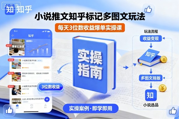 小说推文知乎标记多图文玩法,每天3位数收益爆单实操课-创客之家