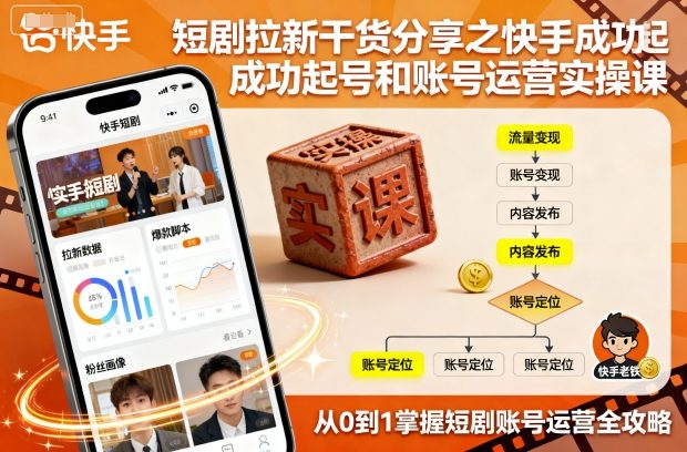 短剧拉新干货分享之快手成功起号和账号运营实操课-创客之家
