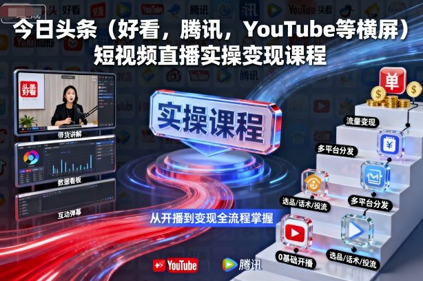 今日头条(好看,腾讯,YouTube等横屏)短视频直播实操变现课程-创客之家
