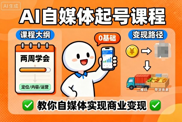 AI自媒体起号课程,0基础小白两周学会,教你自媒体实现商业变现-创客之家