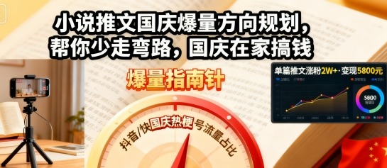 小说推文国庆爆量方向规划,帮你少走弯路,国庆在家搞钱-创客之家