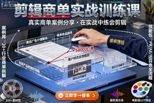 剪辑商单实战训练课,真实商单案例分享,在实战中练会剪辑-创客之家