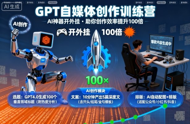 GPT自媒体创作训练营:AI神器开外挂,助你创作效率提升100倍-创客之家