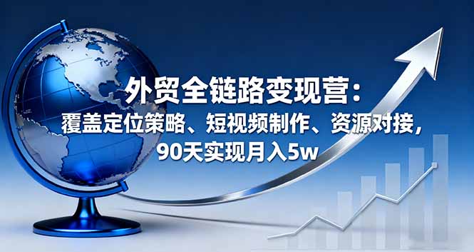 外贸全链路变现营:覆盖定位策略、短视频制作、资源对接,90天实现月入5w-创客之家