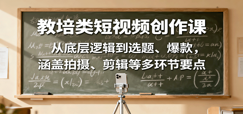 教培类短视频创作课:从底层逻辑到选题、爆款,涵盖拍摄、剪辑等多环节要点-创客之家