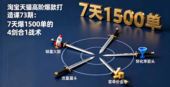 淘宝天猫高阶爆款打造课73期:7天爆1500单的4剑合1战术-创客之家