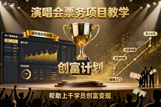 演唱会票务项目教学,业内培训天花板,帮助上千学员创富变现(更新)-创客之家