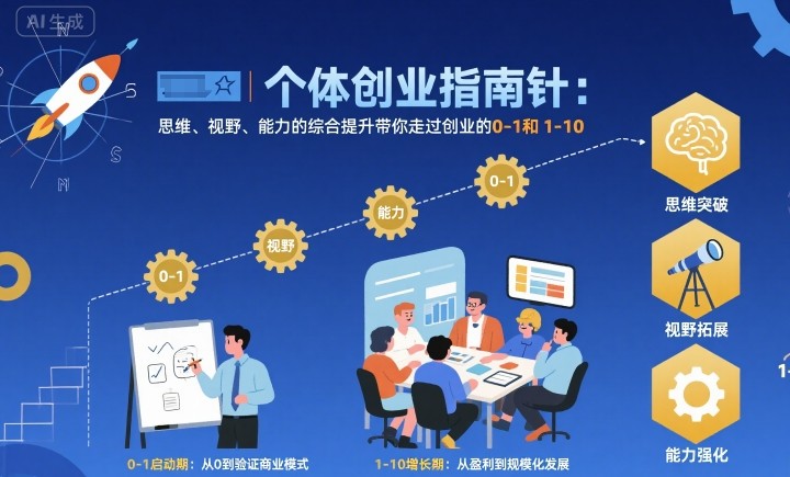 个体创业指南针,思维、视野、能力的综合提升带你走过创业的0-1和1-10【音频】-创客之家