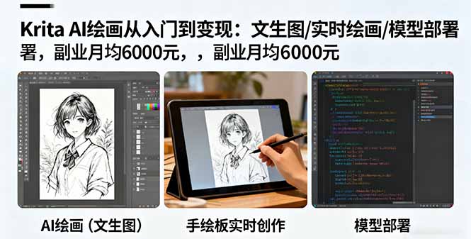 Krita AI绘画从入门到变现:文生图/实时绘画/模型部署,副业月均6000元-创客之家