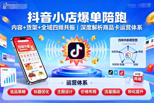 【精】抖音小店爆单陪跑,内容+货架+全域四频共振,深度解析抖音商品卡运营体系(更新)-创客之家