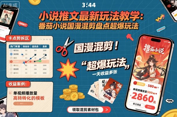 小说推文最新玩法教学,番茄小说国漫混剪盘点超爆玩法,全程干货,一天收益多张-创客之家