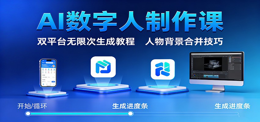 AI数字人制作课:双平台无限次生成教程,人物背景合并技巧-创客之家