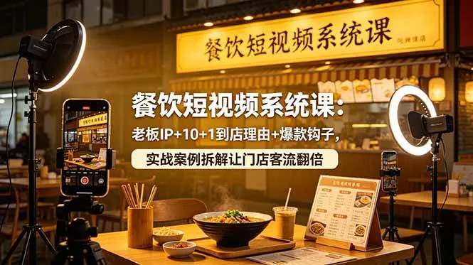 【精】餐饮短视频系统课:老板IP+10+1到店理由+爆款钩子,实战案例拆解让门店客流翻倍-创客之家