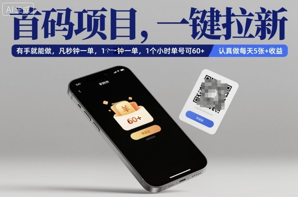 首码项目，一键拉新，有手就能做，几秒钟一单，1个小时单号可60+，认真做每天5张+收益【揭秘】-创客之家