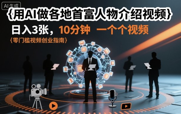 用AI做各地首富人物介绍视频，日入3张，10分钟一个视频-创客之家