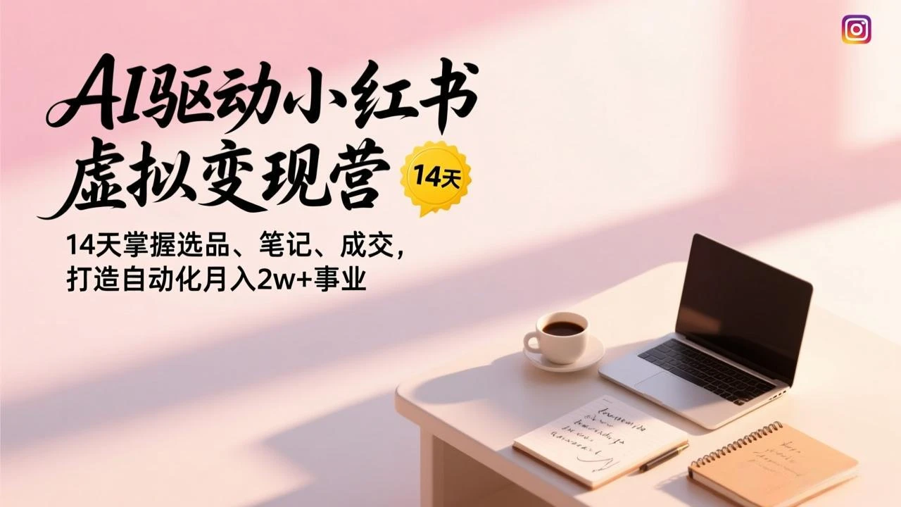 【精】AI驱动小红书虚拟变现营，14天掌握选品、笔记、成交，打造自动化月入2w+事业-创客之家