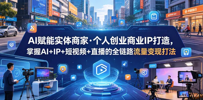 【精】AI赋能实体商家·个人创业商业IP打造,掌握AI+IP+短视频+直播的全链路流量变现打法-创客之家
