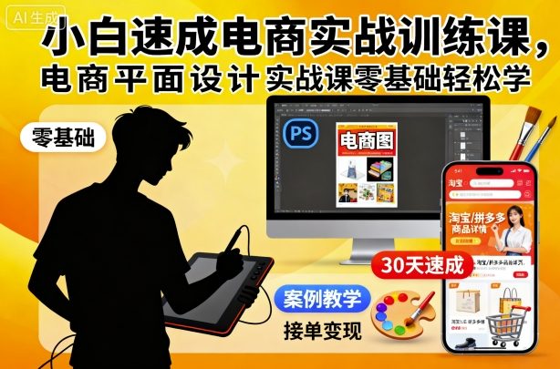 小白速成电商实战训练课,电商平面设计实战课零基础轻松学-创客之家