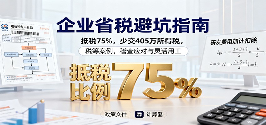 企业省税避坑指南:抵税75%,少交405万所得税,税筹案例,稽查应对与灵活用工-创客之家