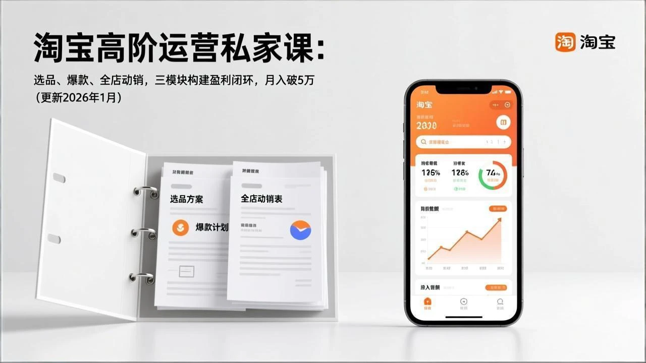 【精】淘宝高阶运营私家课:选品、爆款、全店动销,三模块构建盈利闭环,月入破5万(更新26年1月)-创客之家