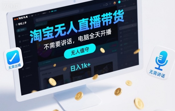 淘宝无人直播带货,不需要出镜,不需要讲话,电脑全天开播,轻松上手,日入1k+【揭秘】-创客之家