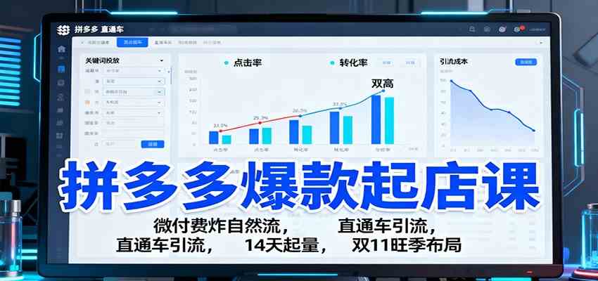 拼多多爆款起店课:微付费炸自然流,直通车引流,14天起量,双11旺季布局-创客之家