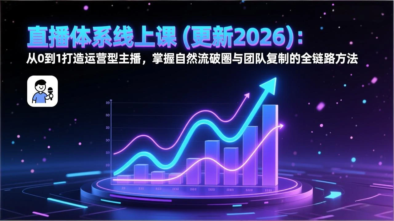 【精】直播体系线上课(更新2026)：从0到1打造运营型主播，掌握自然流破圈与团队复制的全链路方法-创客之家