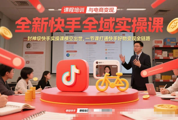 全新快手全域实操课,封神级快手实操课横空出世,一节课打通快手好物变现全链路-创客之家