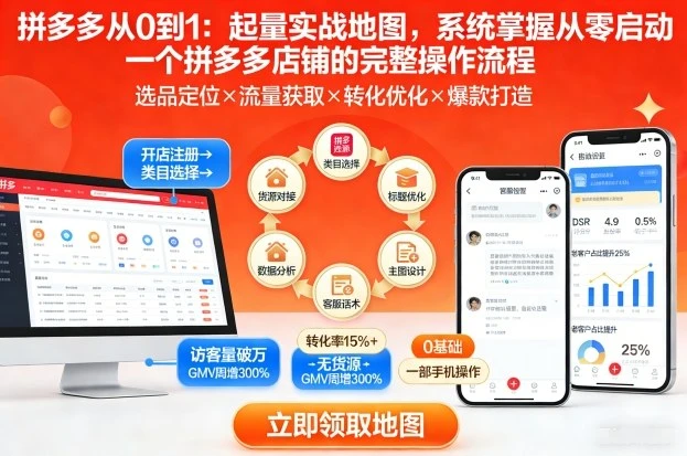 【精】拼多多从0到1：起量实战地图，系统掌握从零启动一个拼多多店铺的完整操作流程-创客之家