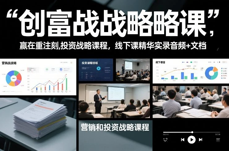 创富战略课,赢在重注时刻,营销和投资战略课程,线下课精华实录音频+文档-创客之家