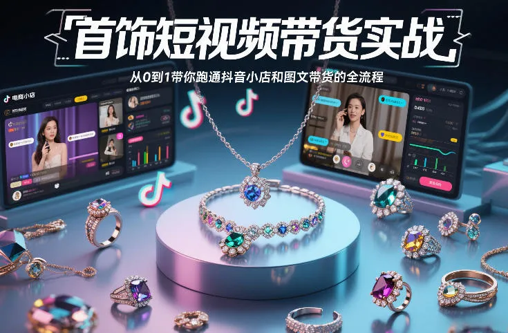 【精】首饰短视频带货实战,从0到1带你跑通抖音小店和图文带货的全流程-创客之家