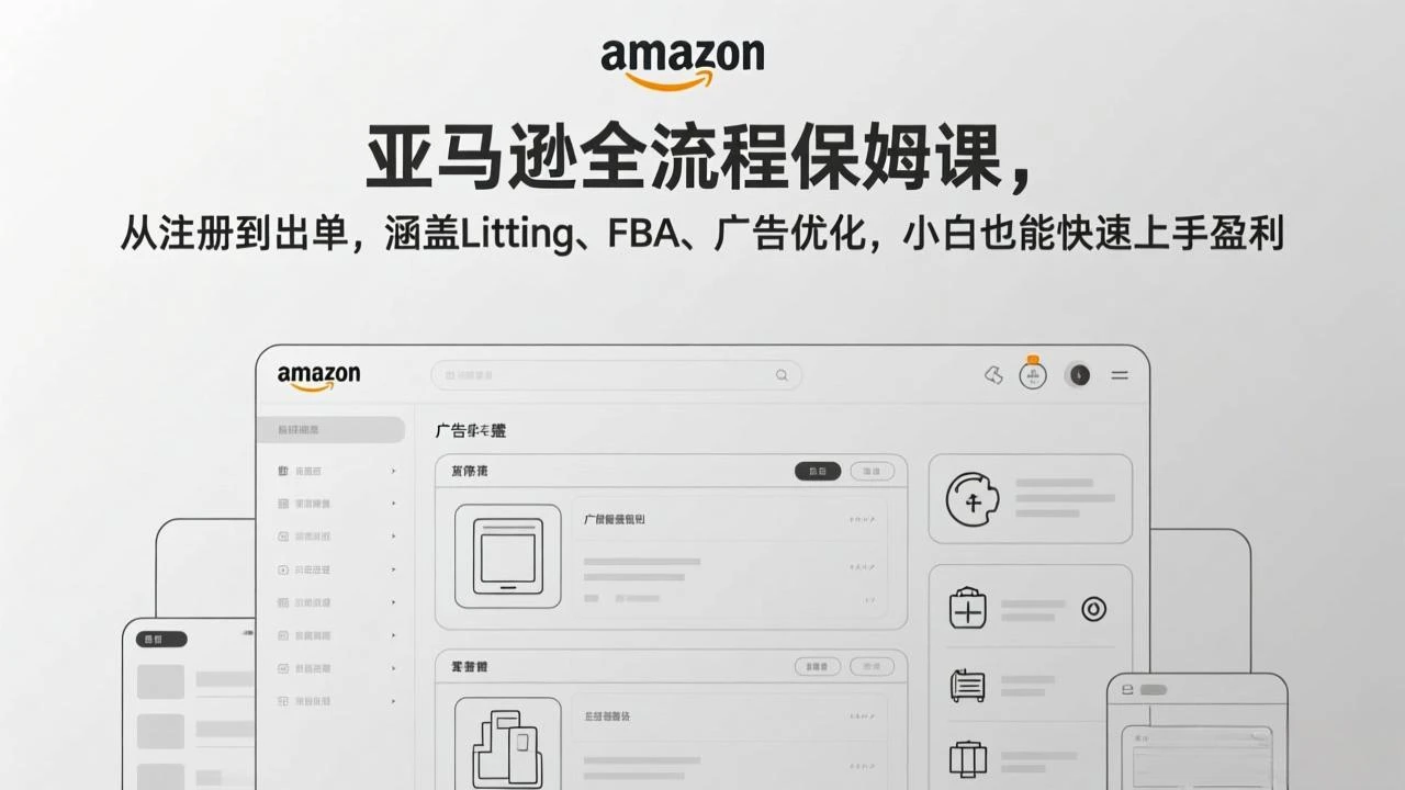 【精】亚马逊全流程保姆课,从注册到出单,涵盖Listing、FBA、广告优化,小白也能快速上手盈利-创客之家