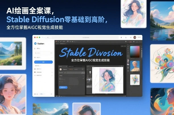 【精】AI绘画全案课，Stable Diffusion零基础到高阶，全方位掌握AIGC视觉生成技能-创客之家