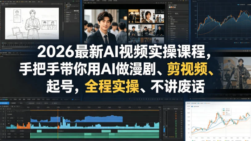 【精】2026最新AI视频实操课程，手把手带你用AI做漫剧、剪视频、起号，全程实操、不讲废话-创客之家