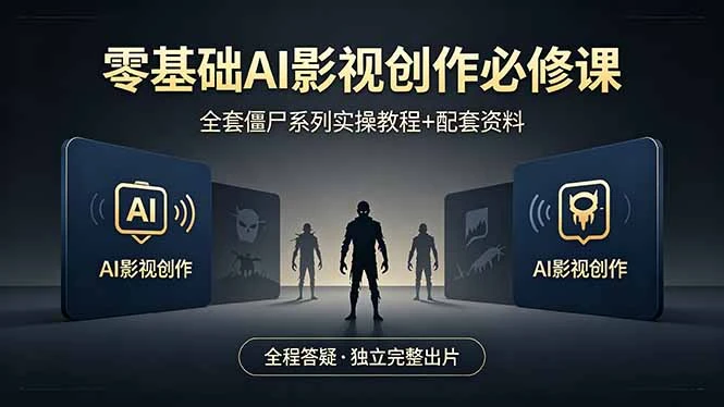 【精】零基础AI影视创作必修课，全套僵尸系列实操教程加配套资料，全程答疑带你独立完整出片-创客之家