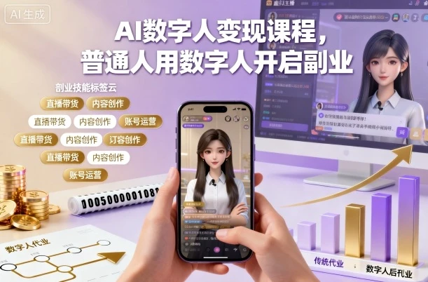 AI数字人变现课程,普通人用数字人开启副业-创客之家
