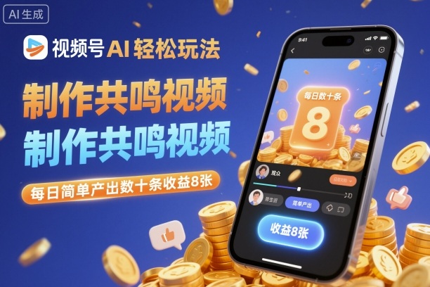 视频号AI轻松玩法，制作共鸣视频，每日简单产出数十条收益8张-创客之家