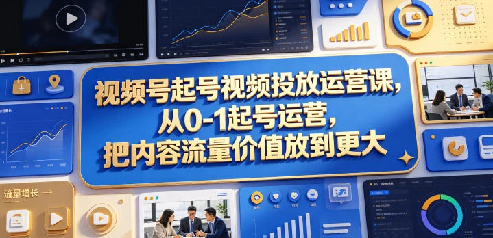 【精】视频号起号视频投放运营课,从0-1起号运营,把内容流量价值放到更大-创客之家