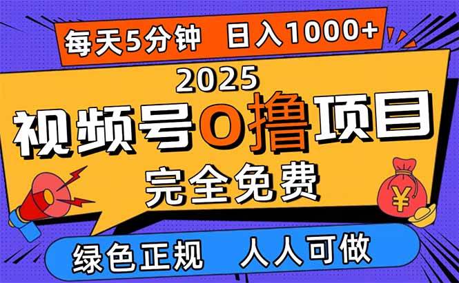图片[1]-（16388期）2025视频号0撸项目，5分钟一个号，日入1000+，人人可做-创客之家