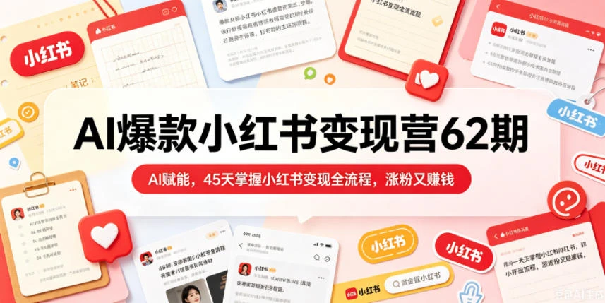 【精】秋叶AI爆款小红书变现营62期2026年5月,AI赋能,45天掌握小红书变现全流程,涨粉又賺钱-创客之家
