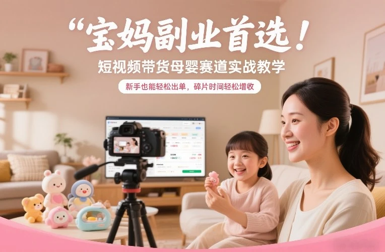 【精】宝妈副业首选！短视频带货母婴赛道实战教学，新手也能轻松出单，碎片时间轻松增收-创客之家
