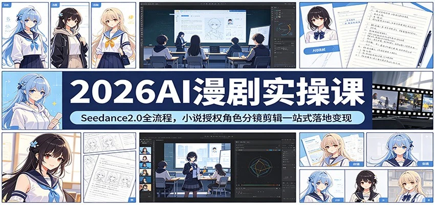 【精】2026AI漫剧实操课：Seedance2.0全流程，小说授权角色分镜剪辑一站式落地变现-创客之家