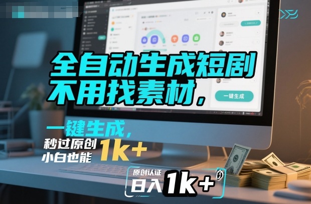 全自动生成短剧,不用找素材,不用剪辑,一键生成,秒过原创,小白也能轻松日入1k+【揭秘】-创客之家