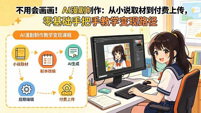 【精】不用会画画！AI漫剧制作：从小说取材到付费上传，零基础手把手教学变现路径-创客之家